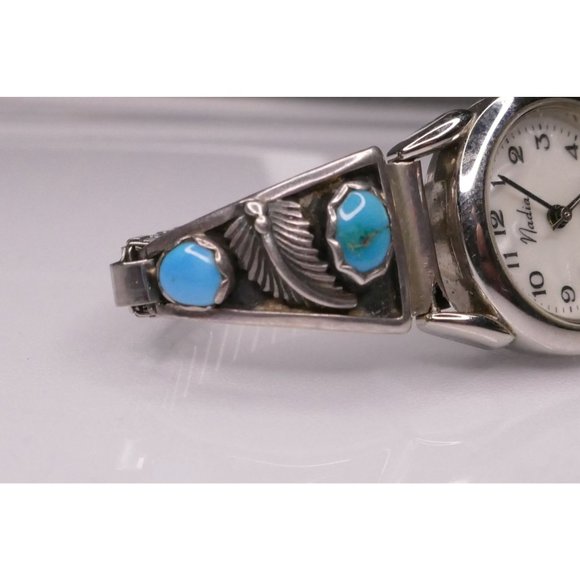 Sterling Silver & Blue Stone Native American Navajo Watch Tips - Picture 7 of 7